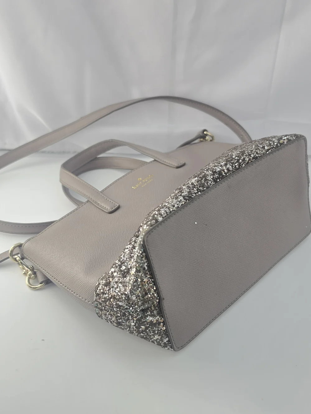 kate spade Taupe Shoulder Bag with Glitter Base and Gold Hardware